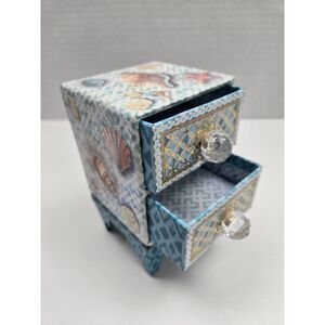Punch Studio Almond Soap Keepsake Box Mini 2 Drawer Seashell Storage Decor